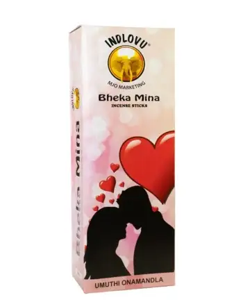 Indlovu Bheka Mina incense sticks with heart design.