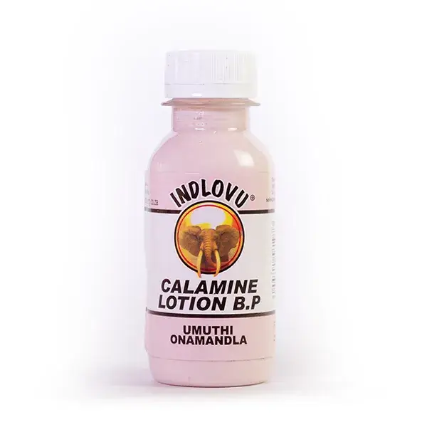 Indlovu Calamine Lotion bottle, skin soothing remedy.