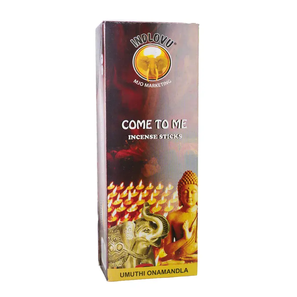 Indlovu Come To Me incense sticks packaging.