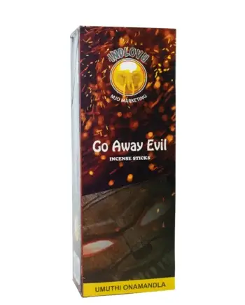 Go Away Evil incense sticks packaging.