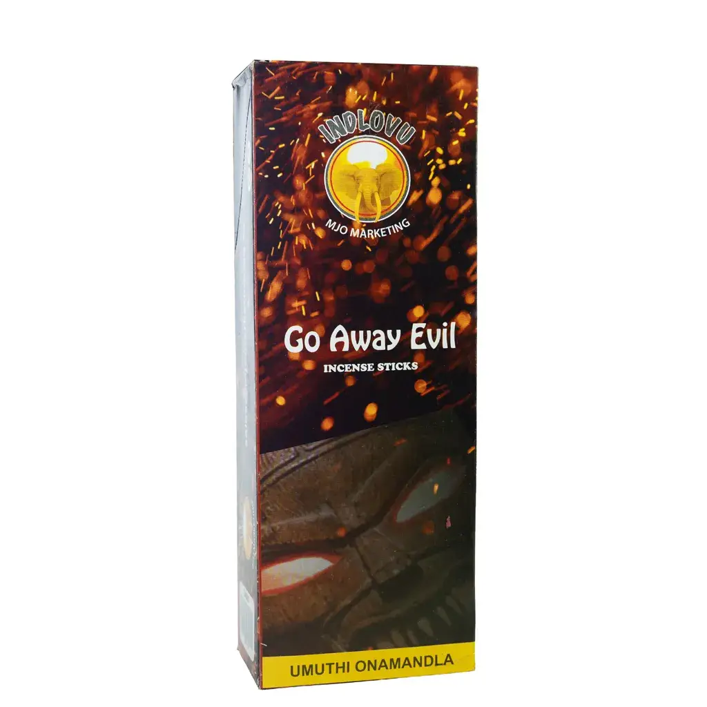 Go Away Evil incense sticks packaging.