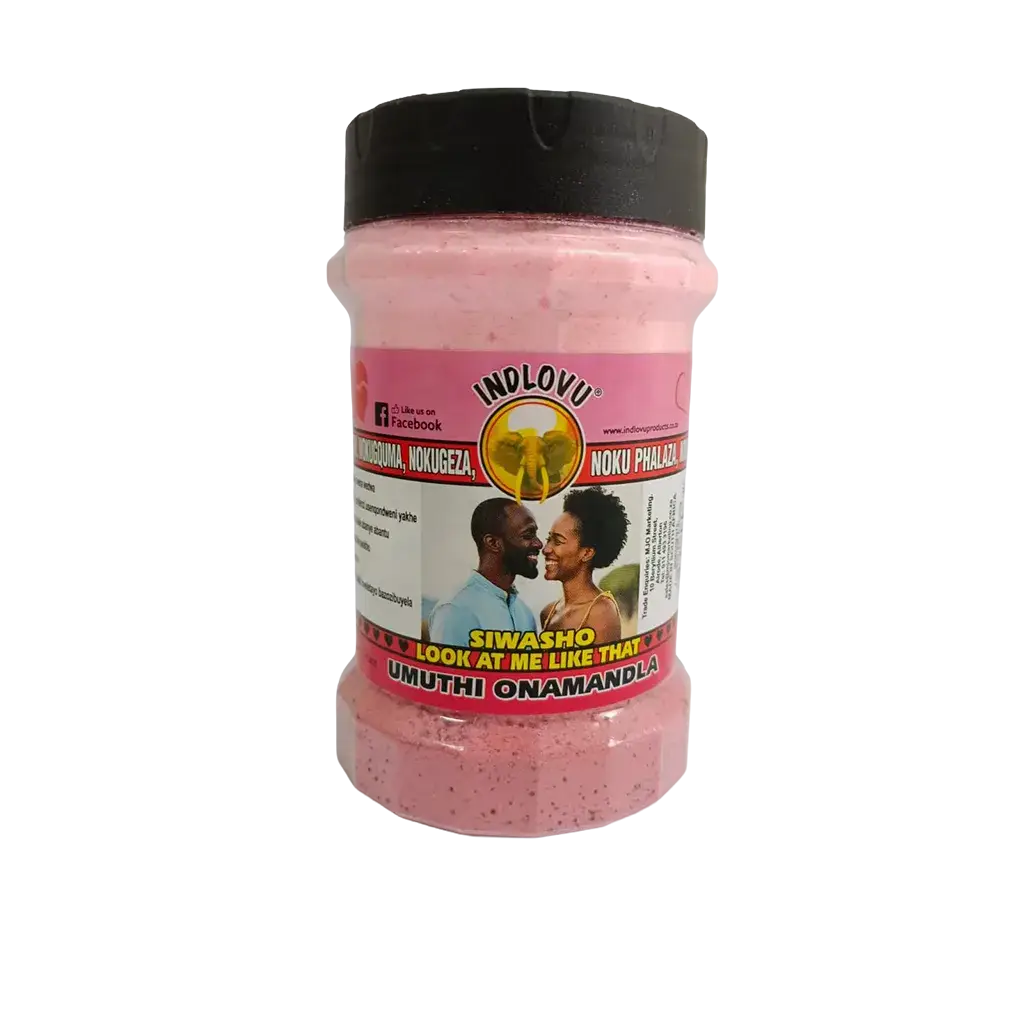 Indlovu Siwasho 'Look At Me Like That' pink traditional powder.