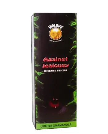 Indlovu Against Jealousy incense sticks packaging.